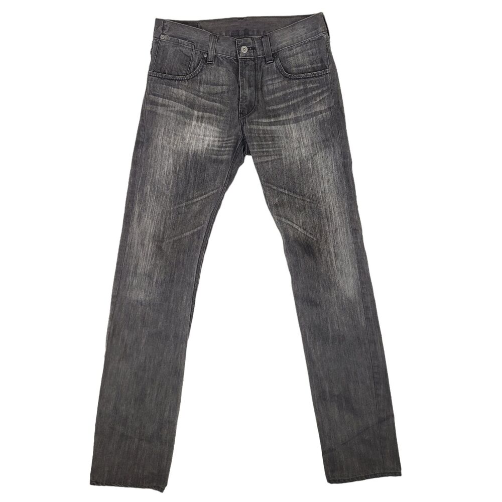 Levi's 514 Mens 32x34 Gray Wash Denim Slim Straight Jeans Low Rise 100% Cotton